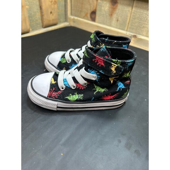 Converse All-Star Infant Size 7 High Top Shoes Dinosaur Print Hook & Loop Strap - Picture 6 of 11